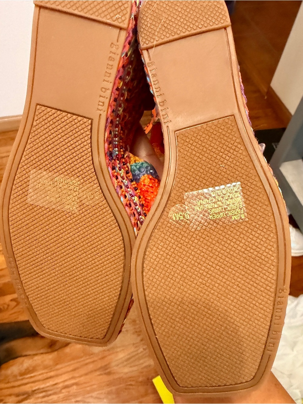 Gianni Bini Orange Multicolor Knotted Beaded Wedge Sandals - Picture 6 of 6